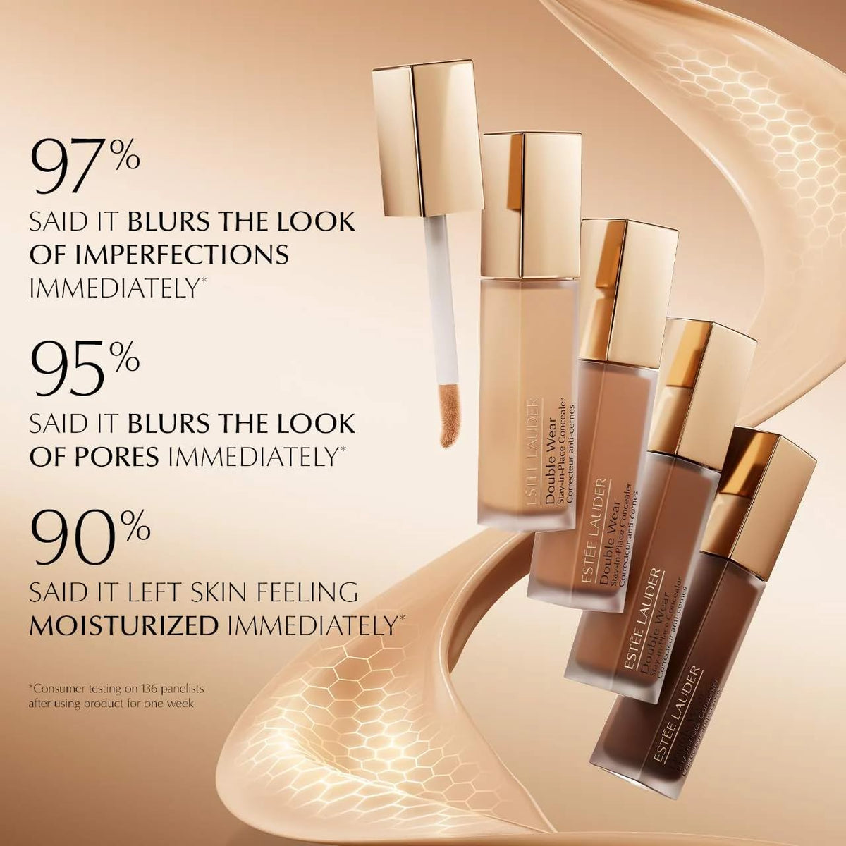 Estée Lauder Double Wear Stay-in-Place Flawless 24-Hour Concealer Makeup | Longwear | Soft Matte Finish, Medium-to-Full Coverage | Hydrating Concealer, 0.4 Fl Oz, 3C