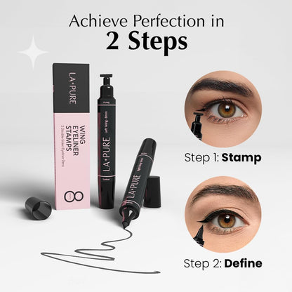 LA PURE Winged Eyeliner Stamp for Easy Cat Eye Makeup 2x, Black – 8mm