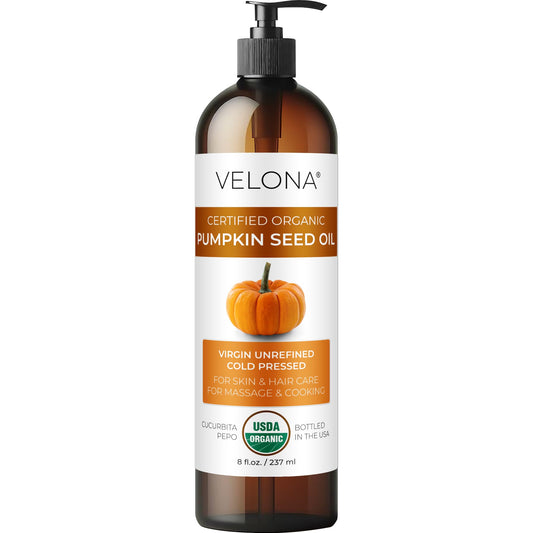 velona USDA Organic Pumpkin Seed Oil - 8 fl oz, Cold Pressed, with Pump