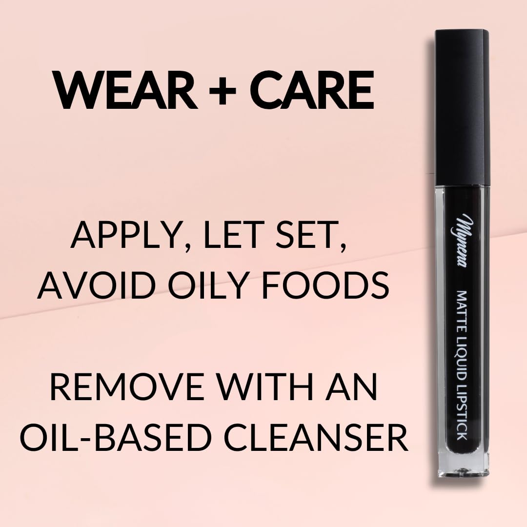 Mynena Jet Black Long Lasting Waterproof Matte Liquid Lipstick - Linda