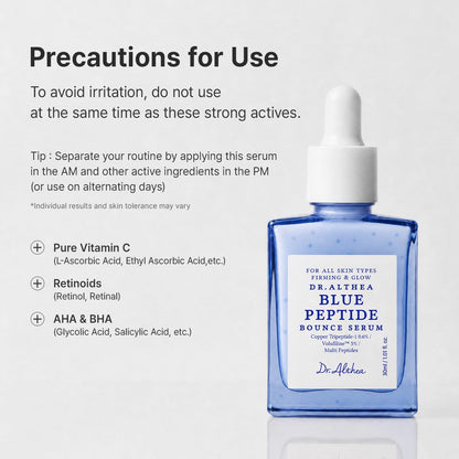 Dr.Althea Blue Peptide Bounce Serum, Korean Skin Care, 1.01 Fl Oz