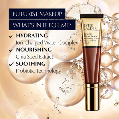 Estée Lauder Futurist Hydra Rescue Moisturizing Foundation Makeup SPF 45 for a 12-Hour Glow, 1.2 Fl Oz, 3N1 Ivory Beige
