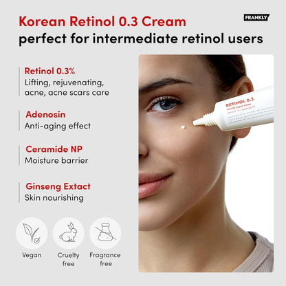 FRANKLY Retinol 0.3% Cream, 0.7oz - Korean Intensive Retinol