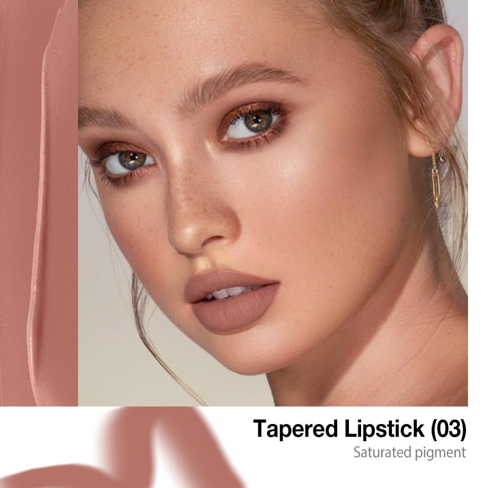 evpct Real Nude Lip Liner Combo Set for Older Women Long Lasting Waterproof, Nude Gradient Matte Lipstick Lips Stick Crayon Pencil Cream Lip Liner and Lipstick Combo Makeup, Flawless Ombre Effect