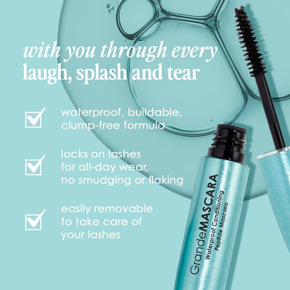 Grande Cosmetics GrandeMASCARA Waterproof Peptide Mascara, Black, 0.2 oz