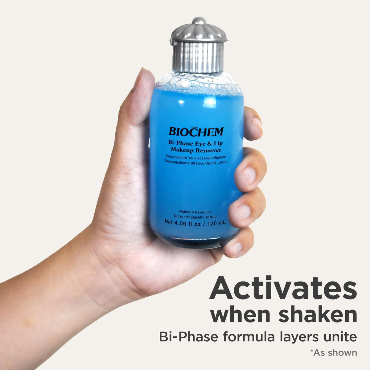 BIOCHEM Bi-Phase Eye & Lip Heavy Makeup Remover, Waterproof Mascara Remover