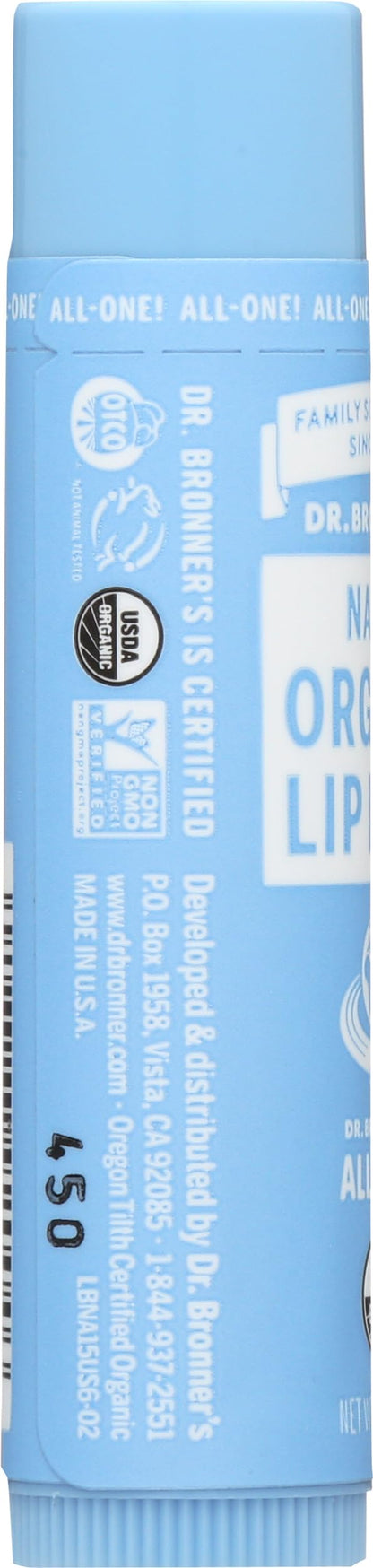 Dr. Bronner's Magic Soaps Organic Naked Unflavored Lip Balm, 0.15 Ounce