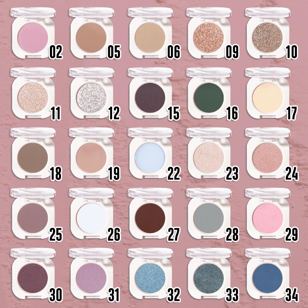 QIDSTERS Champagne Shimmer Single Eyeshadow, Lightweight Blendable Mini Eye Shadow for Older Women, Monochrome Eyeshadow Palette Makeup Pigmented Waterproof, Vegan & Cruelty-Free, 24