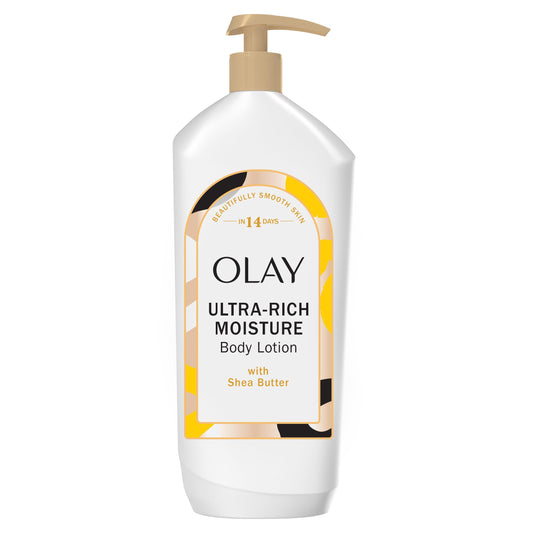 Olay Body Lotion for Women, Ultra Rich Moisture, 24hr Moisturizing & Deep Hydration, Absorbs Instantly, Penetrating Vitamin B3 Complex, For All Skin Types, Shea Butter Scent, 18 fl oz