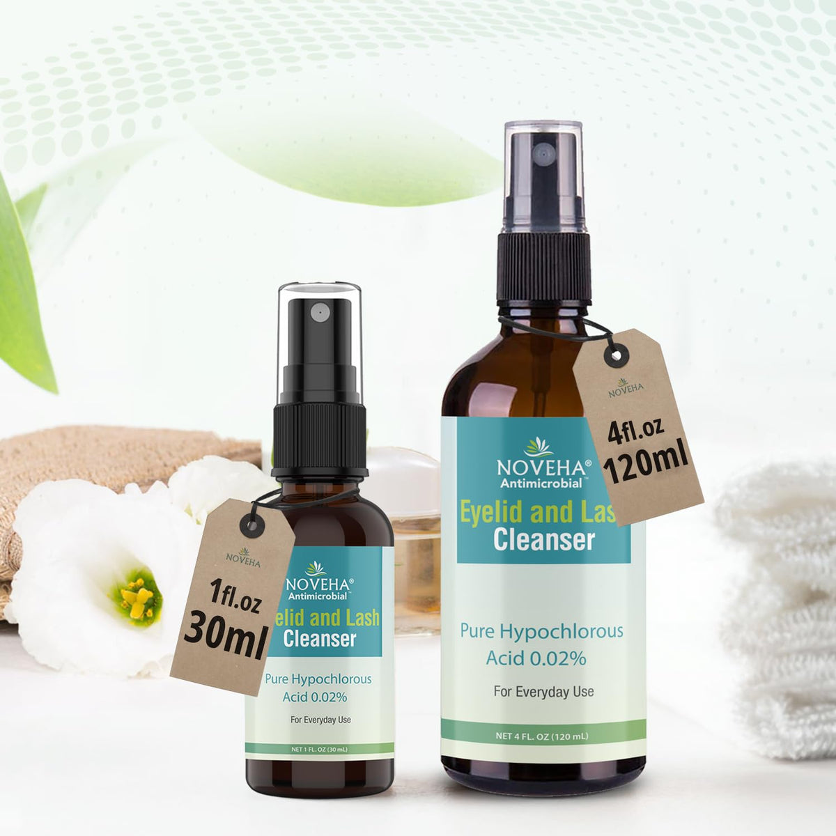 NOVEHA Eyelid Cleanser | Stye Eye Treatment | Eye Lid Cleaning | Dry Relief | Fast Acting Soothing Eyelid Cleansing Formula | Pure and Gentle Lash Hypochlorous Acid Spray (4oz - 1 Pack)