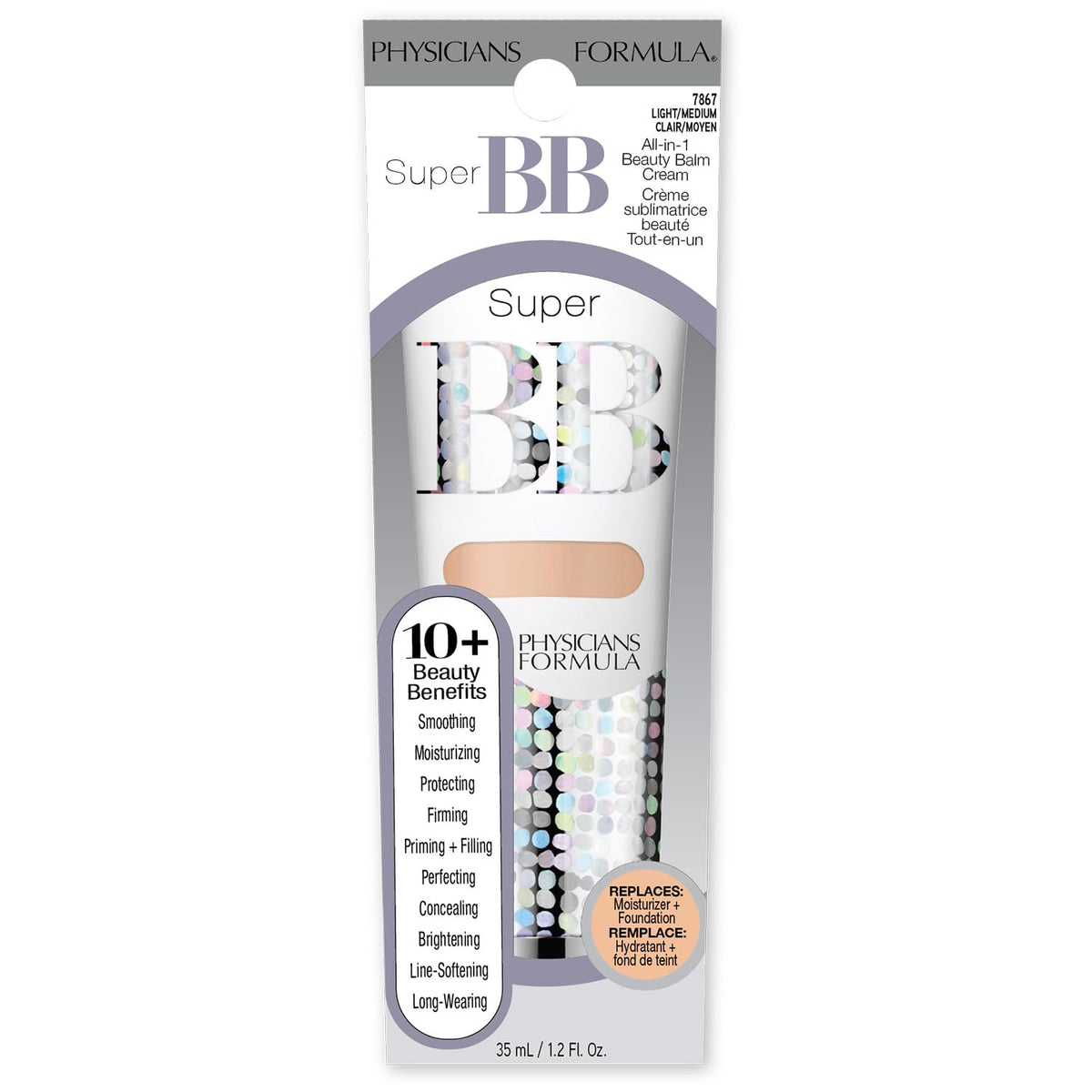 Physicians Formula Super BB Cream. All in 1 Tinted Beauty Balm Foundation Cream, Sheer Moisturizing Coverage, Cruelty Free Light/Medium