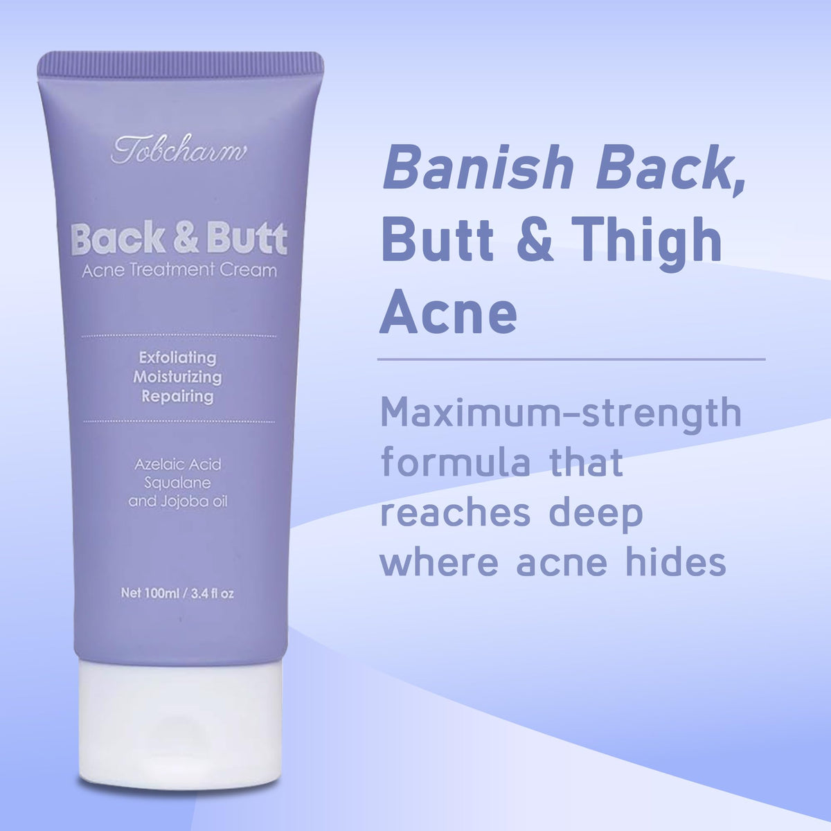Butt Acne Clearing Treatment, Maximum Strength Body Cream for Back, Buttocks, Thigh & Chest Acne Removal, Skin Clearing Lotion for Men & Women