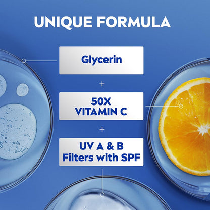 Nivea Natural Glow Body Lotion with SPF 15, Vitamin C, Lightweight Moisturizing Lotion for Daily Use, 13.52 Fl Oz (Pack of 1)