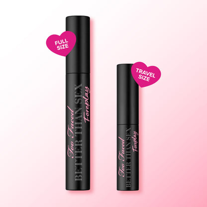 Too Faced Better Than Sex Foreplay Mascara Primer | Waterproof Eyelash Primer for Volume and Length | Nourishing Argan Oil + Grape Seed Oil Formula, Black, 0.27 Fl Oz