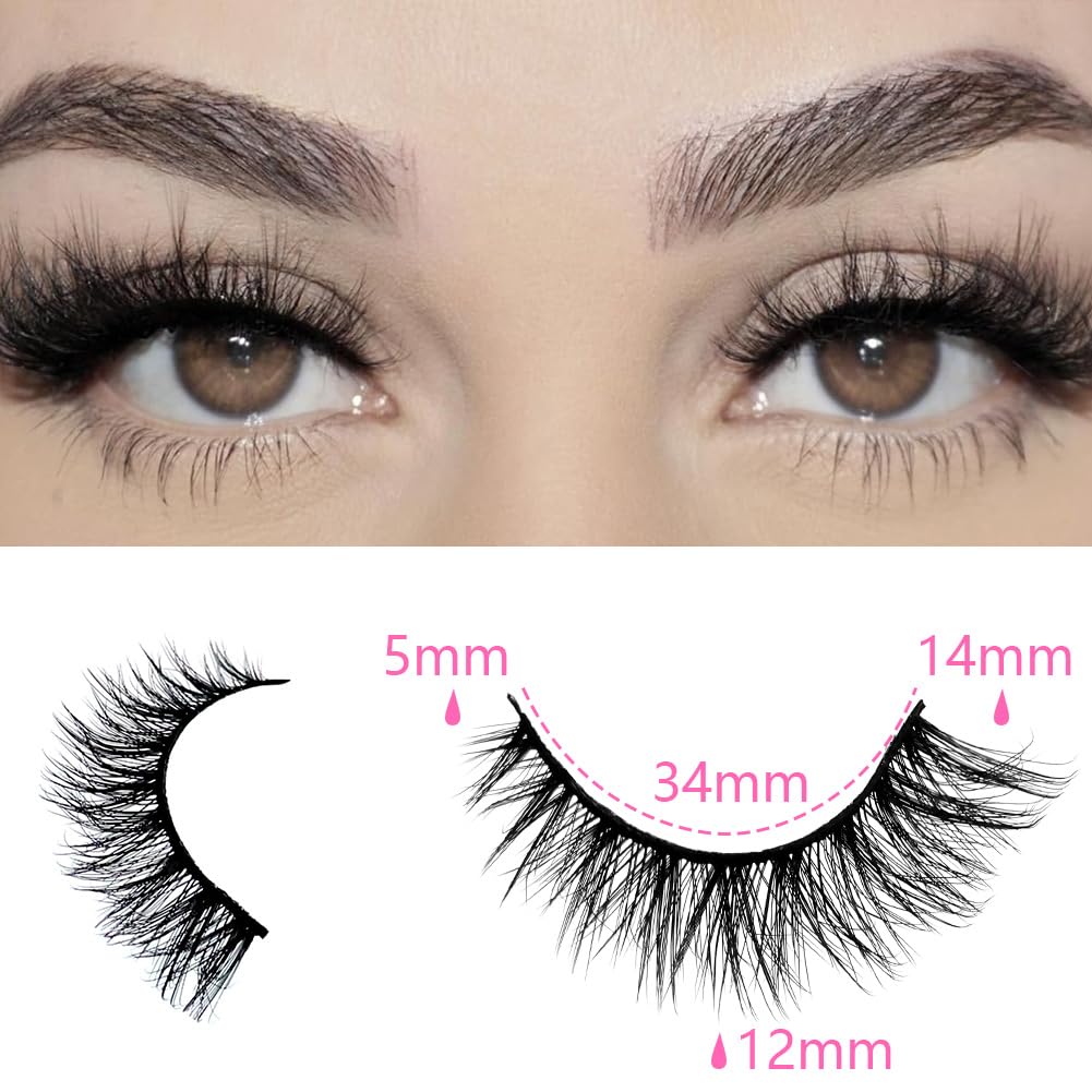 Azenlo False Eyelashes 48 Pairs Faux Mink Lashes 14mm Wispy Lashes 3D Fluffy Cat Eye Lashes Pack Bulk Wholesale Strip Lashes(style 48-045)