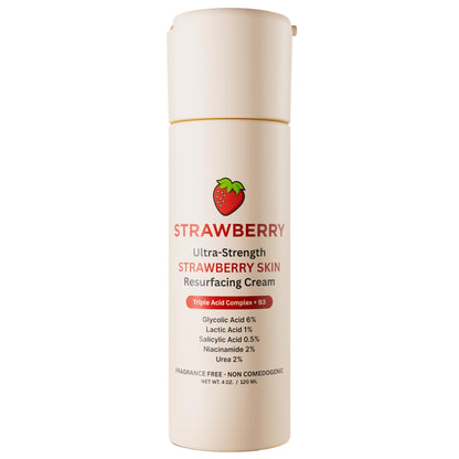 Strawberry® Resurfacing Cream for Keratosis Pilaris - KP Bump Eraser for Strawberry Skin - Exfoliating Lotion with Glycolic, Lactic & Salicylic Acid - Remover for Rough & Bumpy Skin 4 oz
