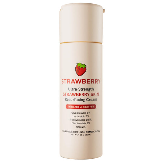 Strawberry® Resurfacing Cream for Keratosis Pilaris - KP Bump Eraser for Strawberry Skin - Exfoliating Lotion with Glycolic, Lactic & Salicylic Acid - Remover for Rough & Bumpy Skin 4 oz