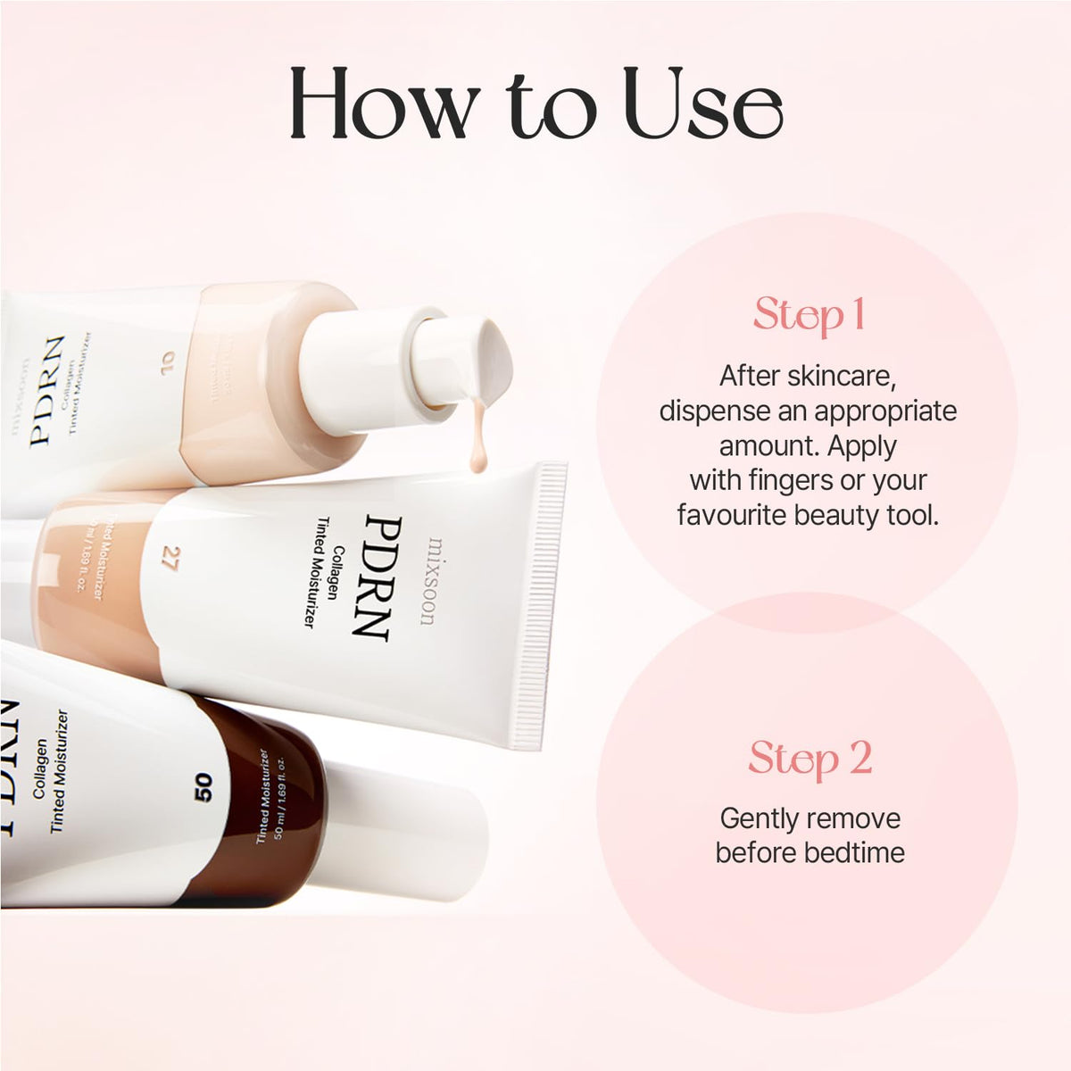 mixsoon PDRN Collagen Tinted Moisturizer - Skincare-Infused Base with Rice PDRN & Peptides, 24H Vibrant Glow & Luminous Hydration, 10 Shades 50ml / 1.69 fl.oz. Korean Glass Skin (No. 27 Unseen)
