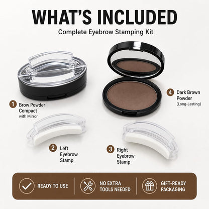2Pcs Eyebrow Stamp Kit, Eyebrows in 5 Seconds, Achieve perfect results easily with Precise Application (DARK BROWN)
