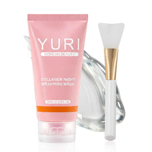 CEMENRETE YURI Collagen Night Wrapping Mask – Peel-Off Overnight Face Mask for Hydrating Care, Lightweight Sleeping Mask for Smooth, Glowing-Looking Skin, Easy Peel Skincare, 2.54 Fl Oz