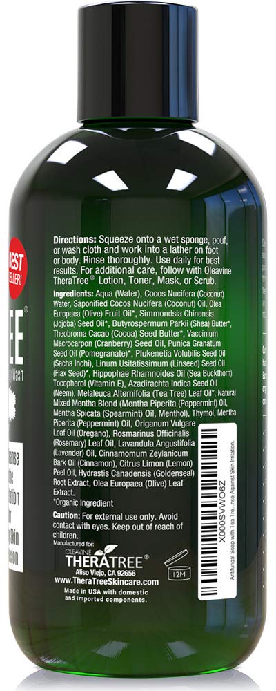 TheraTree Tea Tree Oil Body Wash with Mint, Foot Wash, Shower Gel, 12 Fl Oz