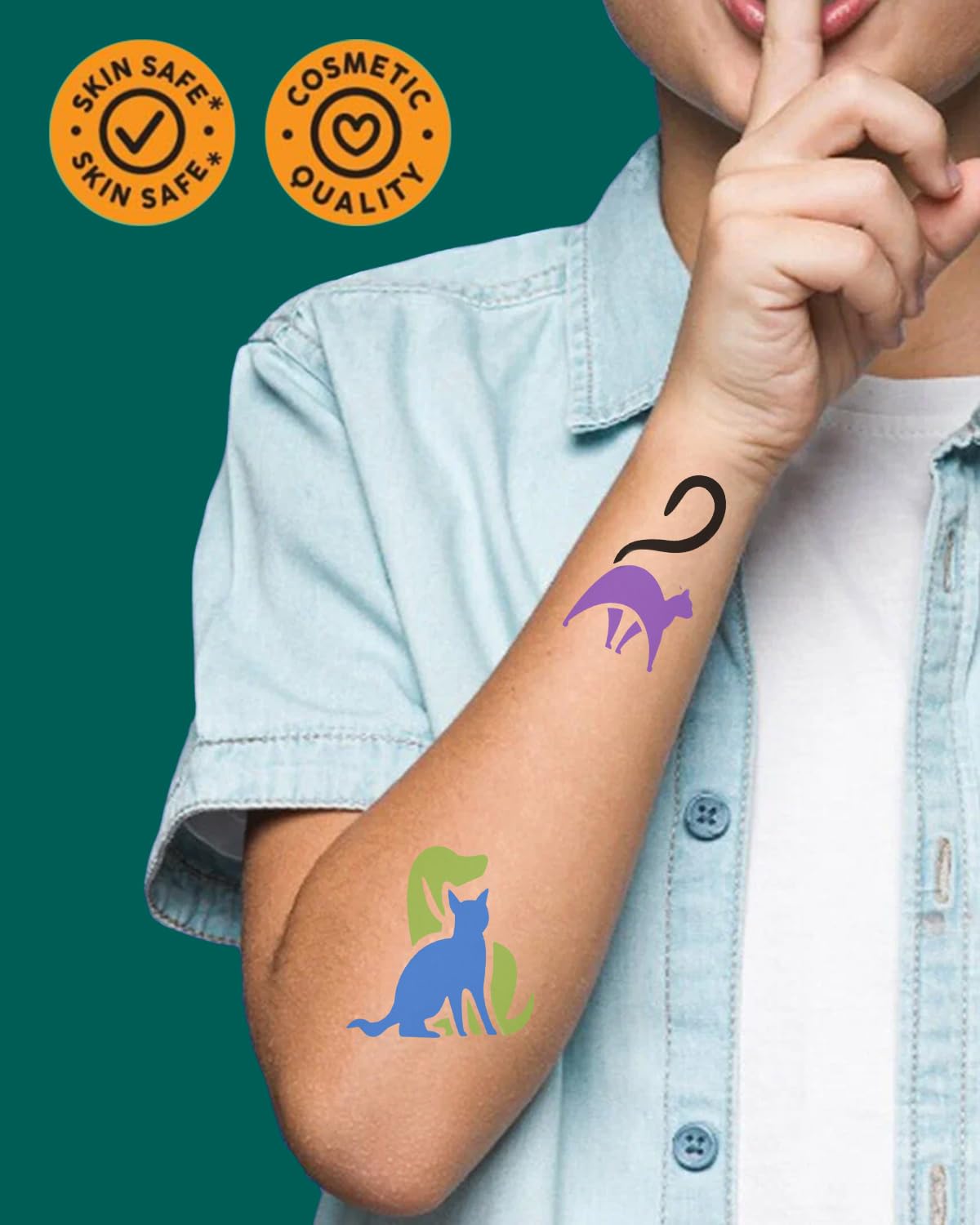 Metker Temporary Tattoo Markers, 16 Dual-End with 77 Stencils, Skin-Safe