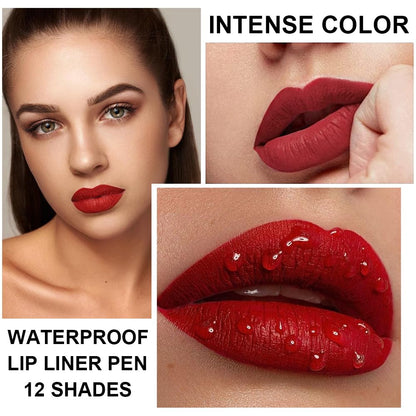 KIMIEYE 12 Colors Lip Liner Set, Matte Finish Series Lip Liners Pen, Set A