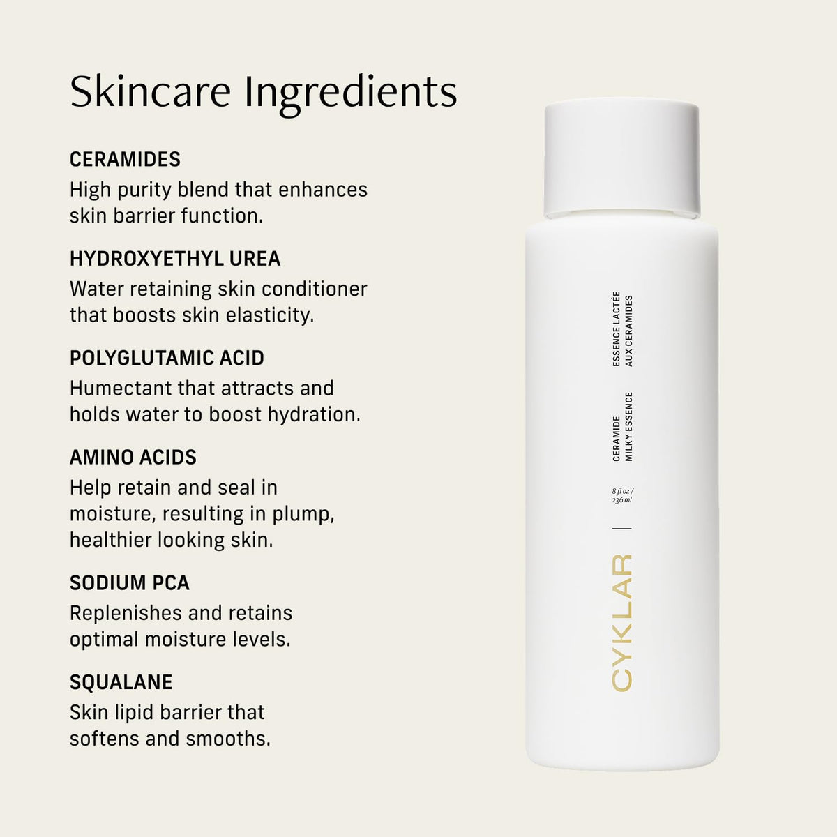 CYKLAR Ceramide Milky Essence Unscented Body Lotion for Dry Skin - 8 fl oz