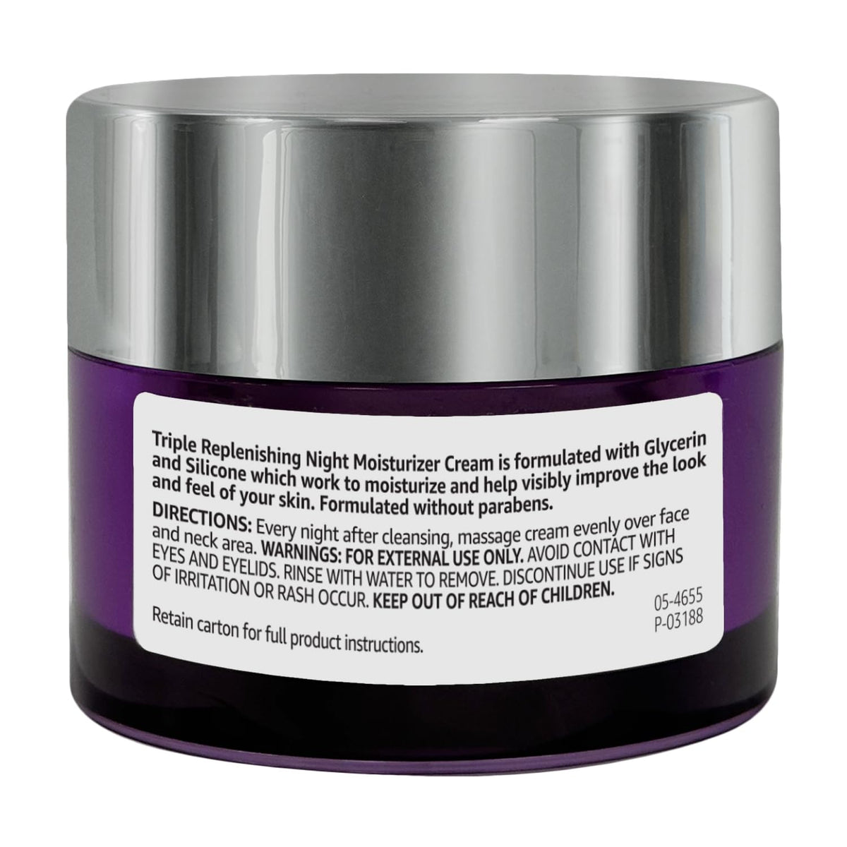 Amazon Basics Triple Replenishing Moisturizer Night Cream with Vitamin C, Glycerin, Shea Butter, 1.7 Ounces, 1-Pack