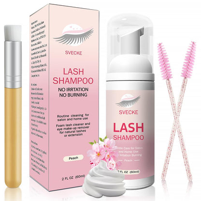 SVECKE Peach Lash Shampoo Kit, Eyelash Extension Cleanser