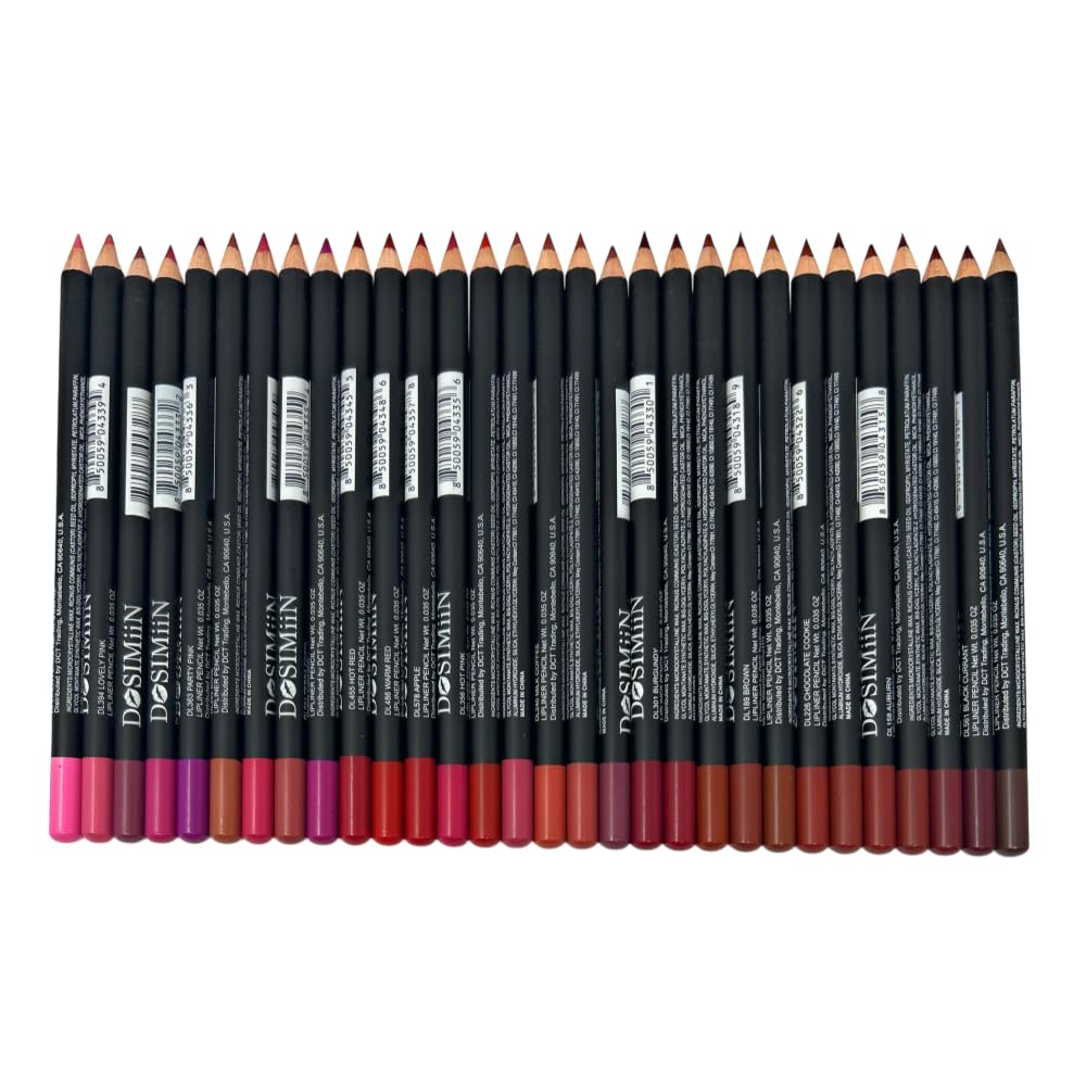 30 pcs Lip Liner Pencil Set, High Pigmented Lip Makeup, Long-wearing, Deep and Rich in Color, Enhance Lip Volume, 6.25 inches Long Wooden Pencil