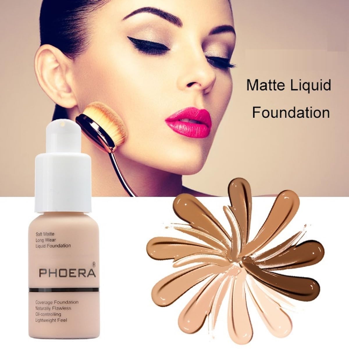 PHOERA Foundation Liquid Concealer Makeup, 104 Buff Beige, 2 Pack