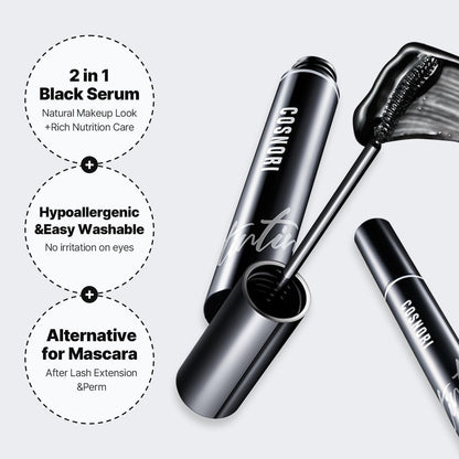 COSNORI Eyelash Tinting Serum 01 Deep Black - Korean Eyelash Boost Tinted Serum – Eyebrow Growth Enhancer for Longer and Thicker – Lash Perm Essential - Vegan, Irritation Free 0.3 fl.oz / 9g (Black)