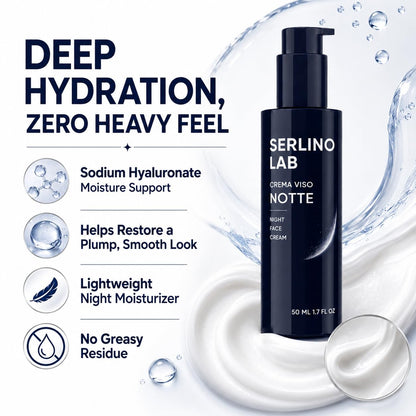 Serlino Lab Night Face Cream for Men - Retinol Night Cream with Hyaluronic Acid & Olive Oil, Collagen Boosting Face Moisturizer, Firms Men's Sagging Neck & Jowls, Reduces Deep Wrinkles, 1.7 Fl Oz
