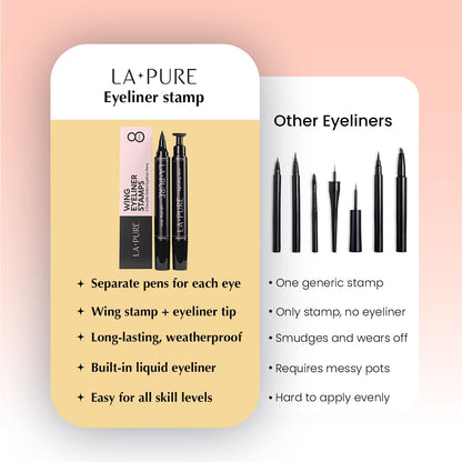 LA PURE Winged Eyeliner Stamp for Easy Cat Eye Makeup 2x, Black – 8mm