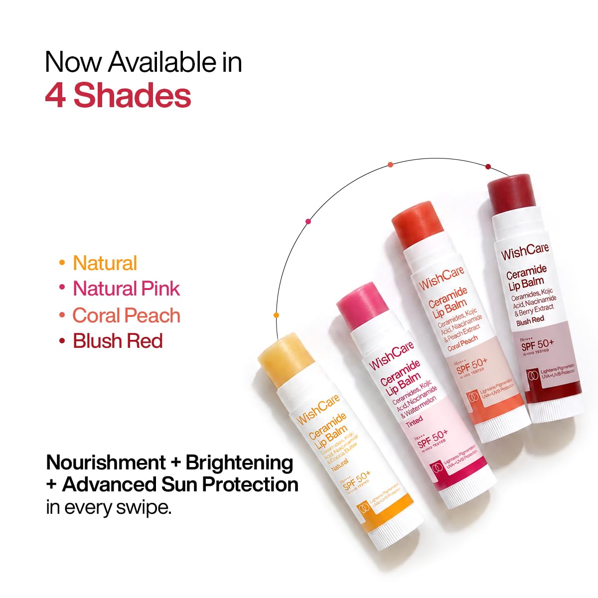 WishCare Tinted Lip Balm with SPF 50 PA+++ – Enriched with Niacinamide, For Women, 5g