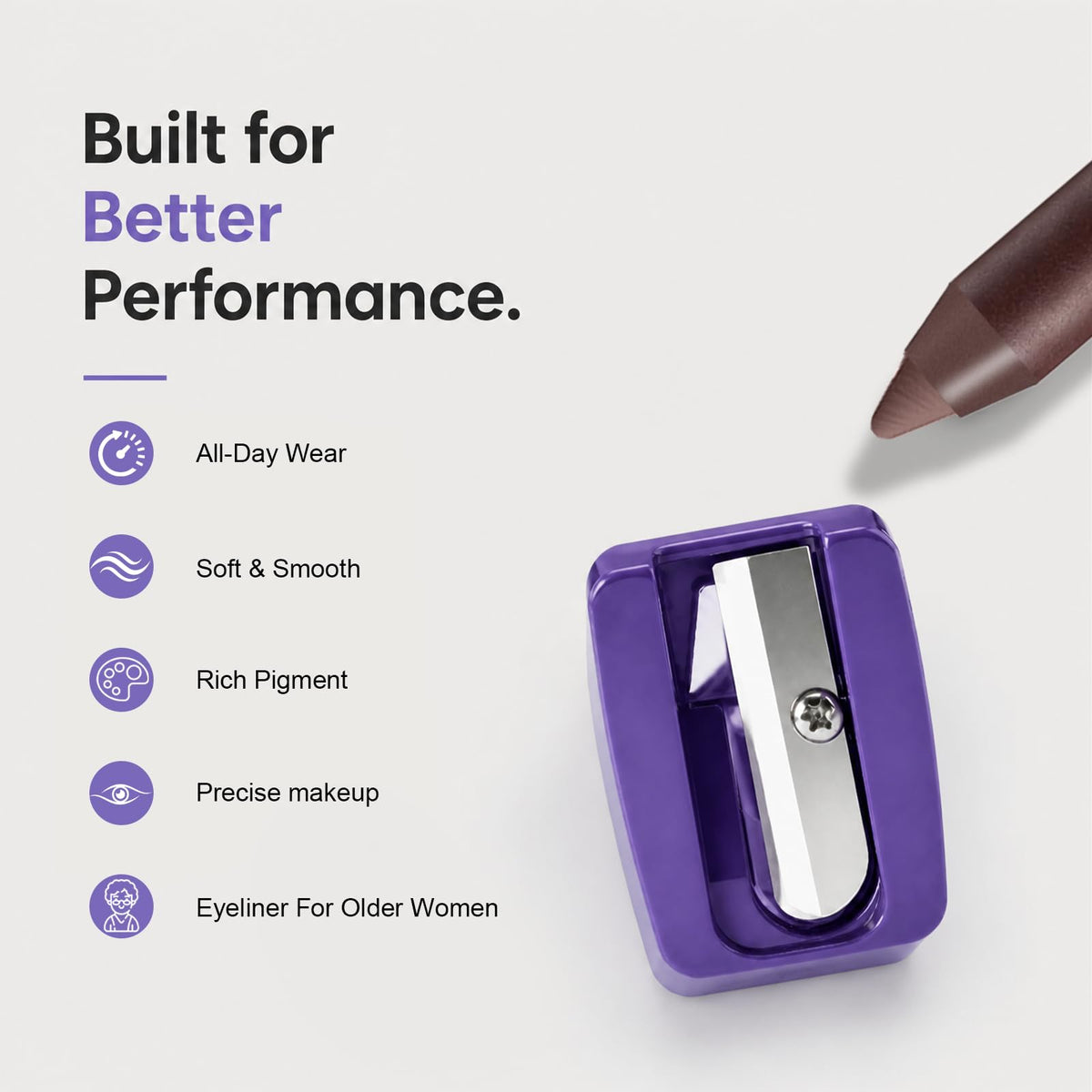 Plum Brown Eyeliner Pencil for Mature Eyes, Waterproof Smooth No-Tug Glide