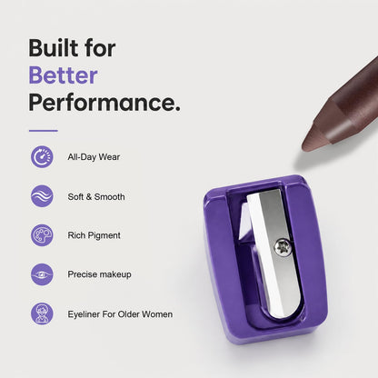 Plum Brown Eyeliner Pencil for Mature Eyes, Waterproof Smooth No-Tug Glide