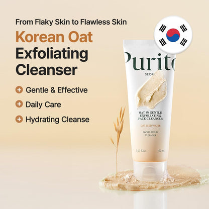 PURITO Oat Exfoliating Cleanser for Sensitive Skin, 5.07 fl.oz