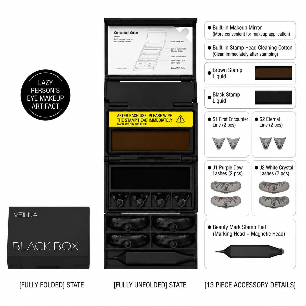 VEILNA Winged Eyeliner & Lower Lash Stamp,Waterproof,Easy for Beginners