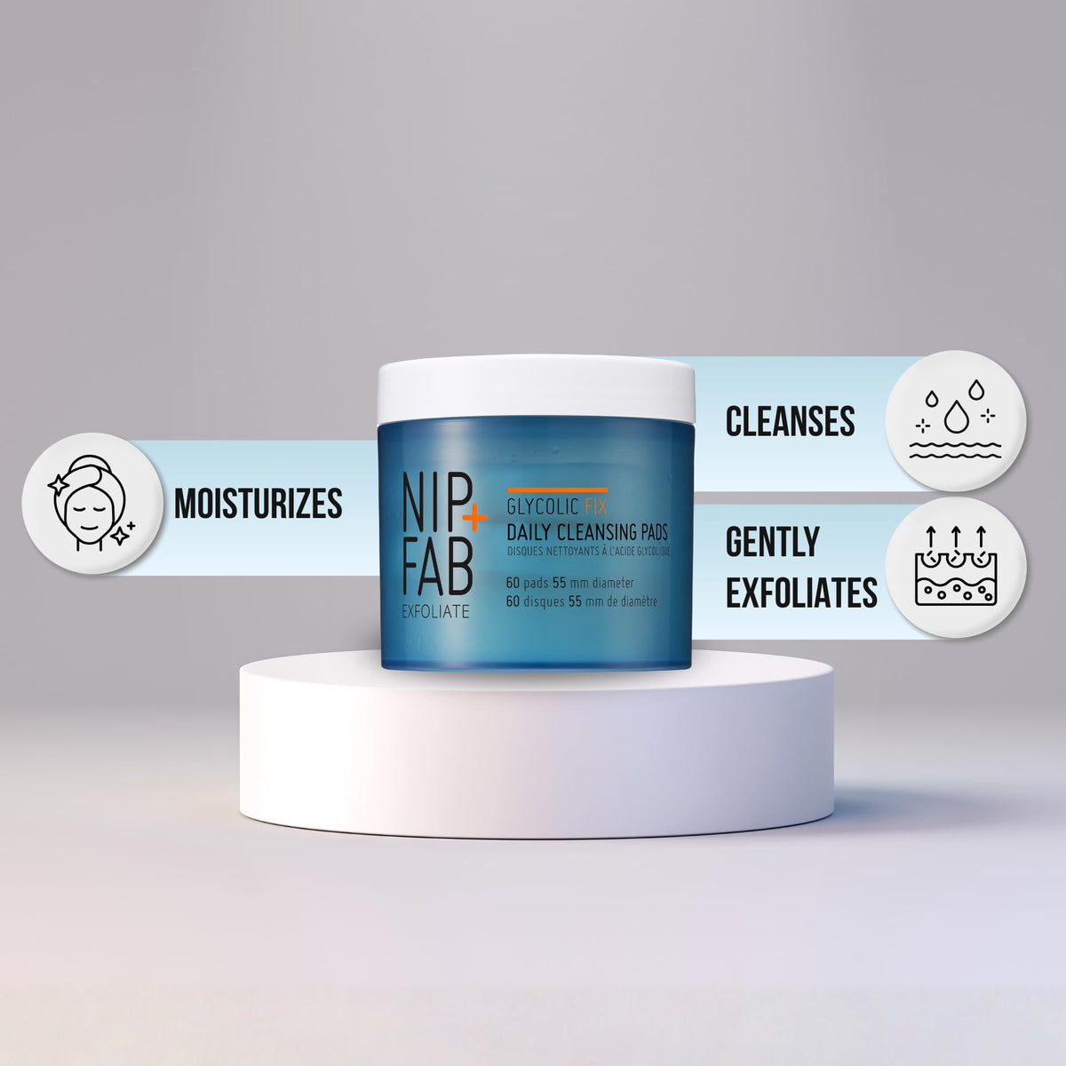 Nip+Fab Glycolic Daily Cleansing Pads, 60 Pads