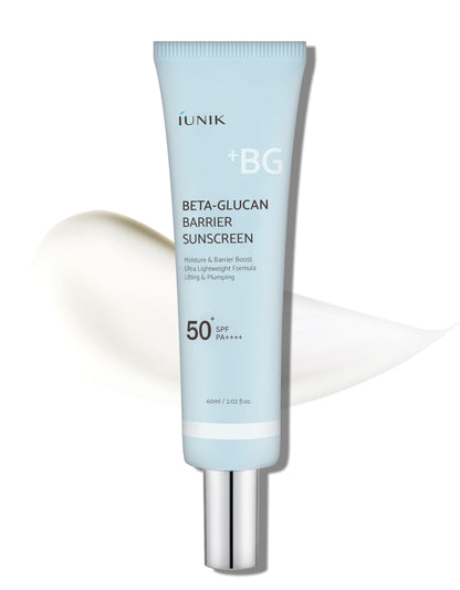 IUNIK Beta-Glucan Water Barrier Moisture Daily Sunscreen Matte & No White Cast SPF 50+ PA++++ Vegan Lifting & Plumping Moisturizing Daily Sun Cream for Dry Oily Sensitive Skin Korean Skincare