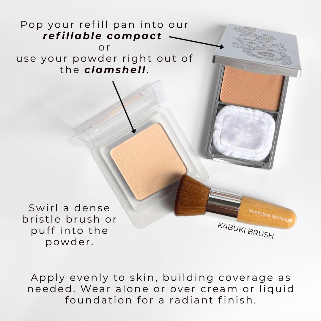 Honeybee Gardens Pressed Mineral Powder Foundation Refill – Luminous Light Warm Neutral, Adjustable Light Coverage Matte Pressed Powder Foundation, Made Without Talc Face Makeup, Luminous