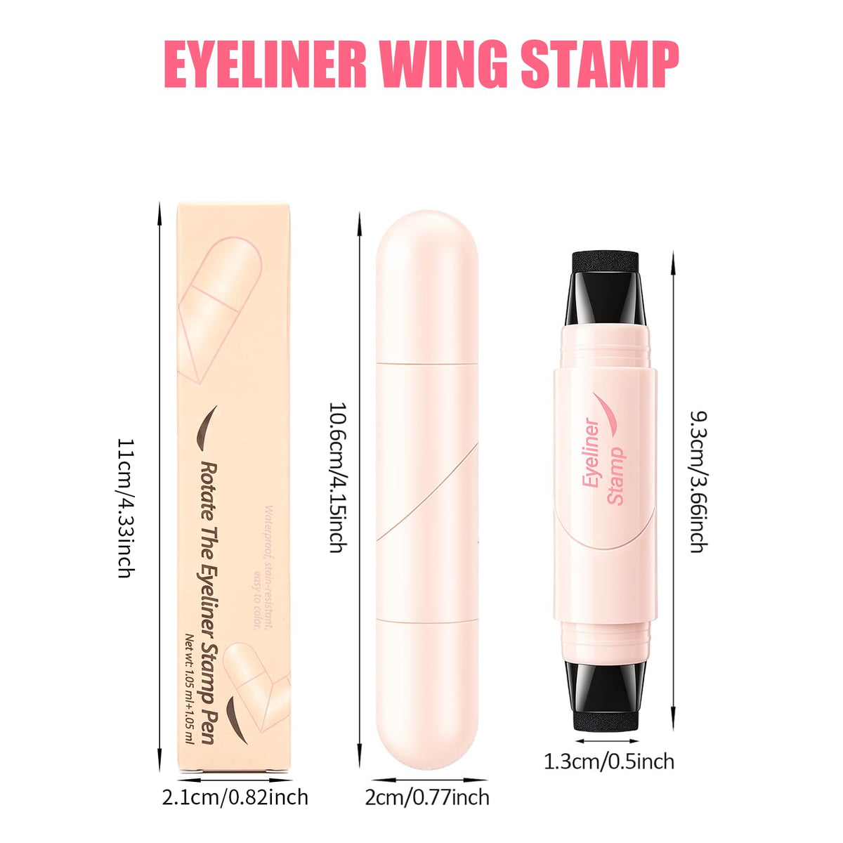 Winged Eyeliner Stamp Pen Dual-Ended Eye Liner Stamp Makeup Pen (Black)