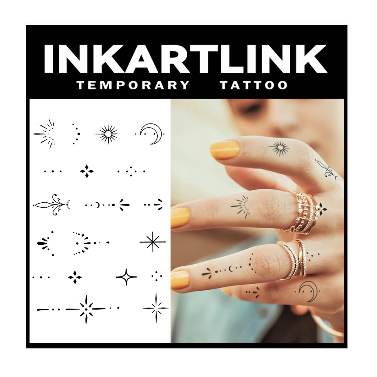 INKARTLINK Semi Permanent Tattoo 2 Sheets Henna Finger Tattoo for Women