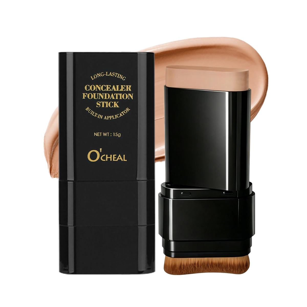 O'CHEAL Concealer Foundation Stick with Brush, Full Coverage Makeup 04#