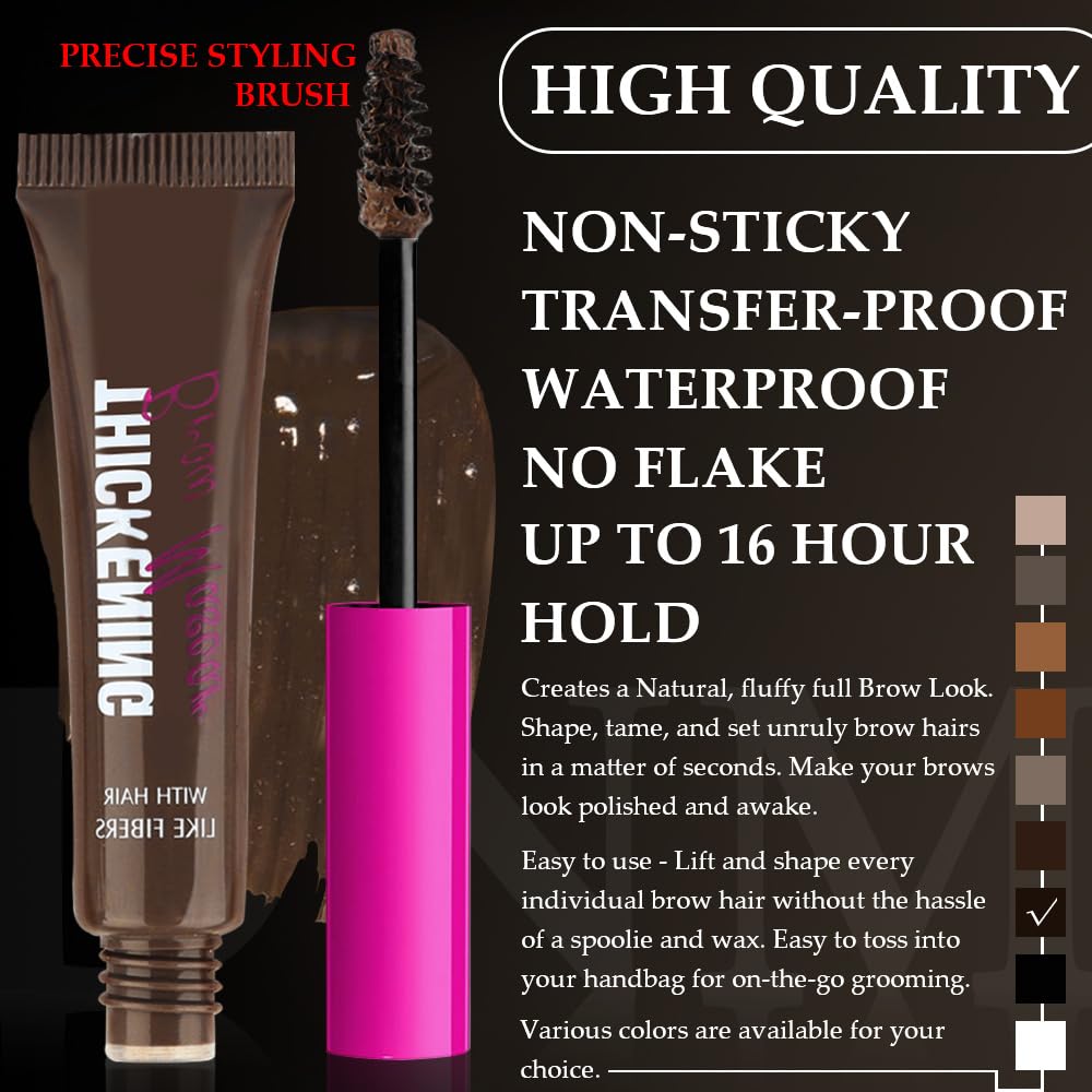 Tinted Eyebrow Gel, Thickening Brow Glue Mascara for Fuller Brows,Espresso