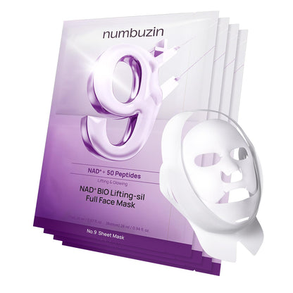 numbuzin No.9 NAD+ BIO Lifting Full Face Mask, 4 Sheets + Lifting Band