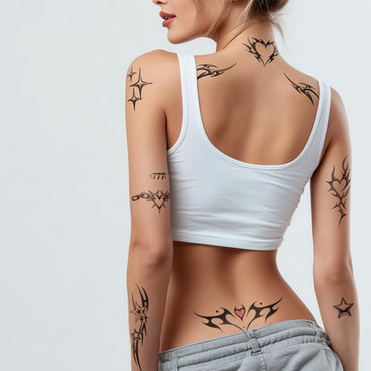 Pixel Hearts Cute Y2K Temporary Tattoos | Realistic Waterproof Fake Tats | Festival, Bachelorette, Halloween, Birthday Favors, Accessories