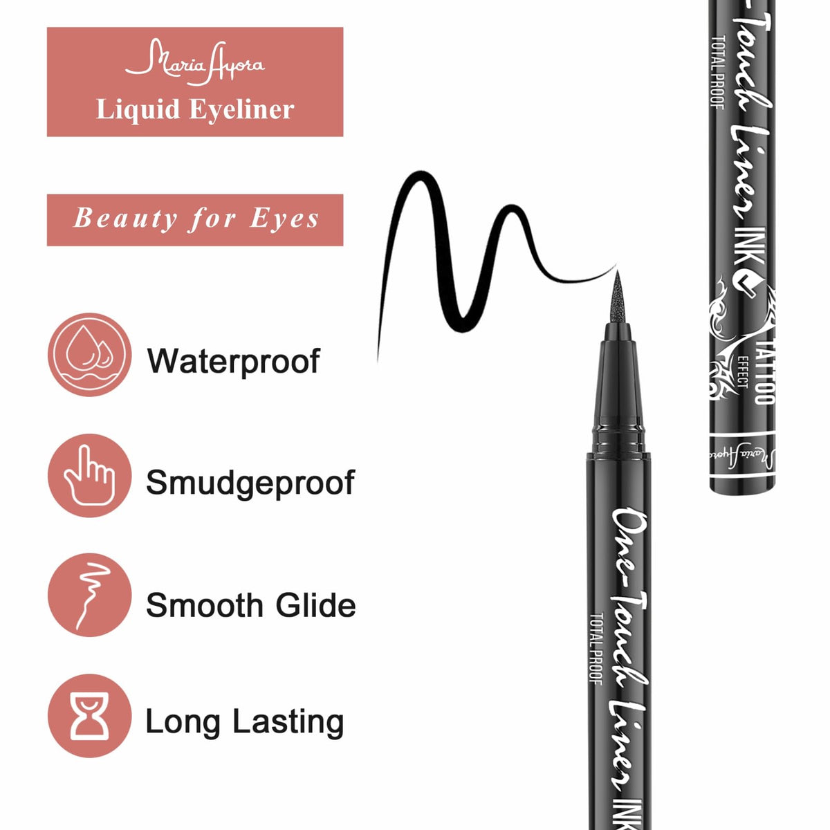 Triple Pack of Vegan-Approved Hypoallergenic Liquid Eyeliner Pens, Tattoo Effect, Quick Dry, Waterproof, Smudgeproof, Long-lasting & Felt Tip Eyeliner pen: Precision Beauty for Women (Classic Black)